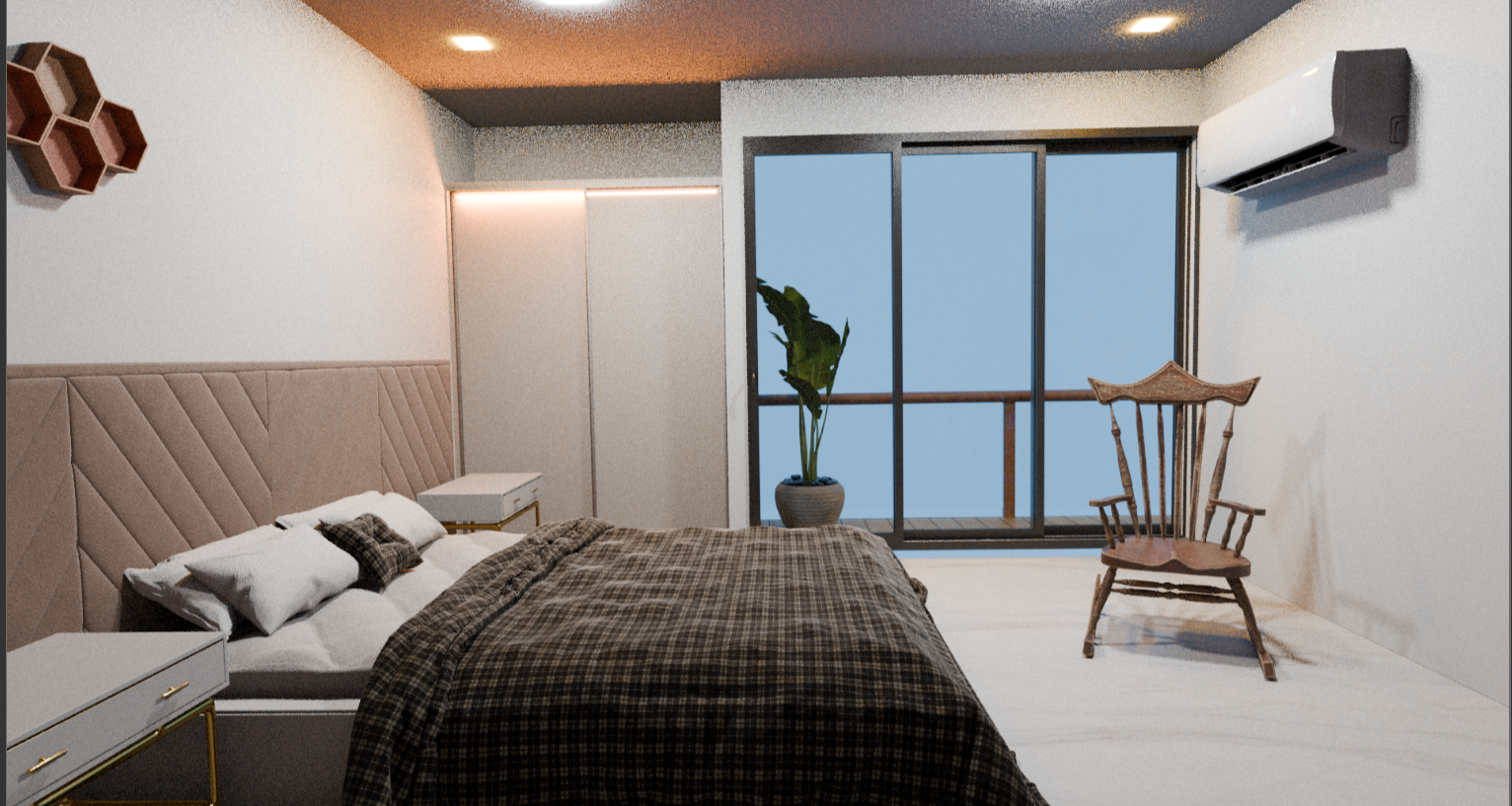 Master Bedroom 2 — upholstered headboard
